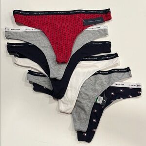Tommy Hilfiger Womens Classic Cotton Thong Logo Waistband 6-packThong Panties